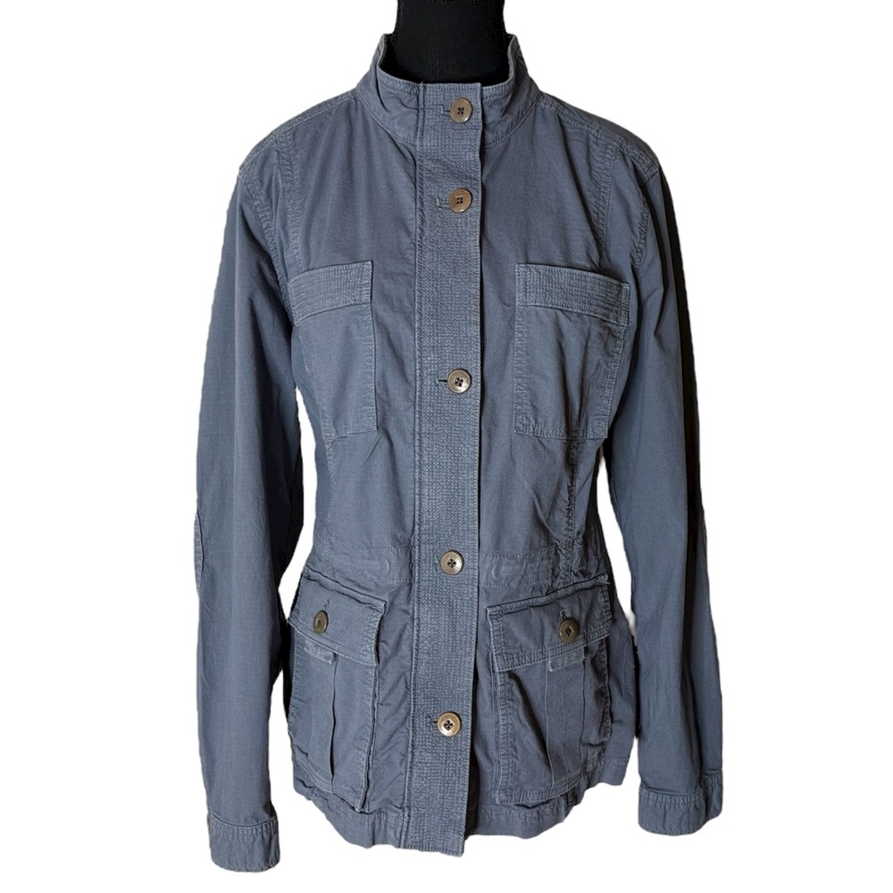 L.L. BEAN Blue Classic Utility Jacket Lightweight Pockets Zipper Button Medium